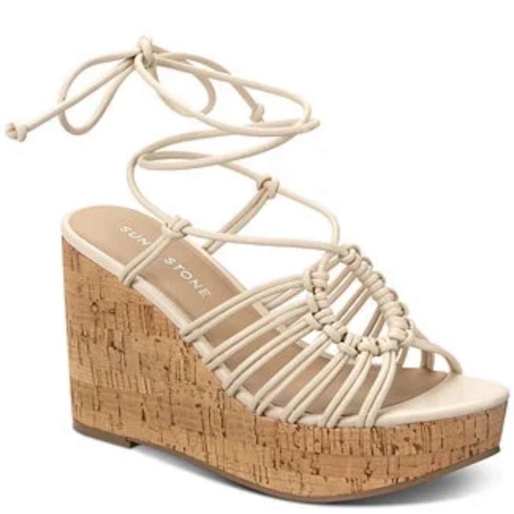 NET Sun + Stone Women’s Tilleyy Wedge Sandals in Eggshell